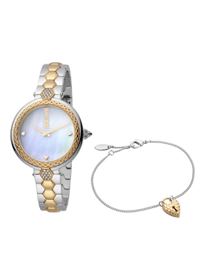 جاست كافالي ساعة يد كوارتز بعقارب وسوار من الستانلس ستيل طراز JC1L128M0595 للنساء - Image 4