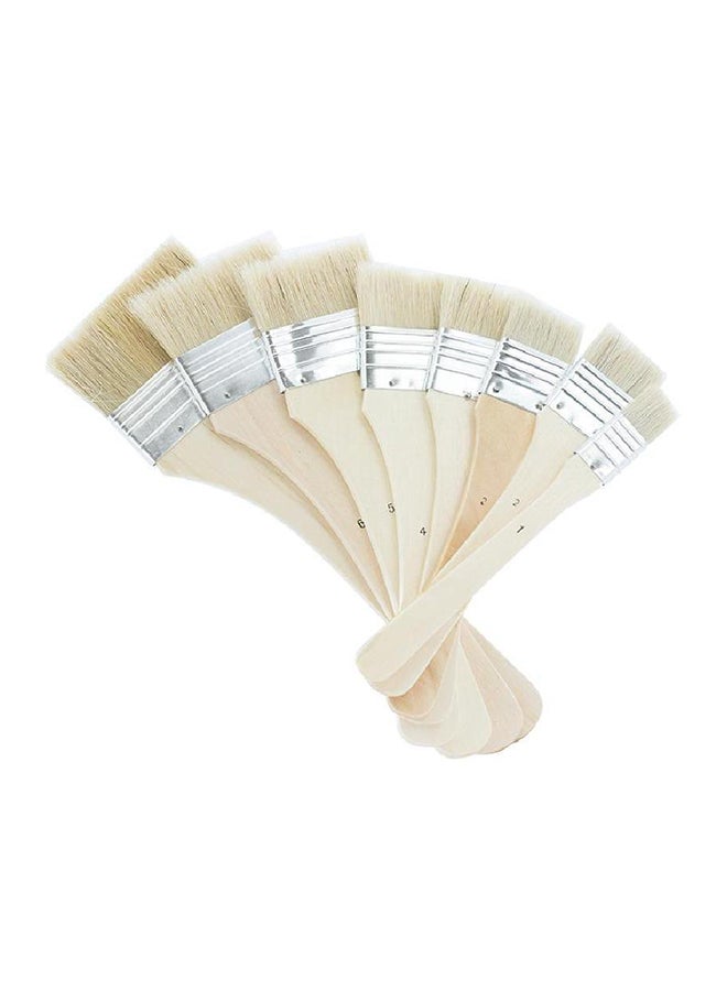 Phoenix 8-Piece Long Handle Artist Brush Set Silver/Beige