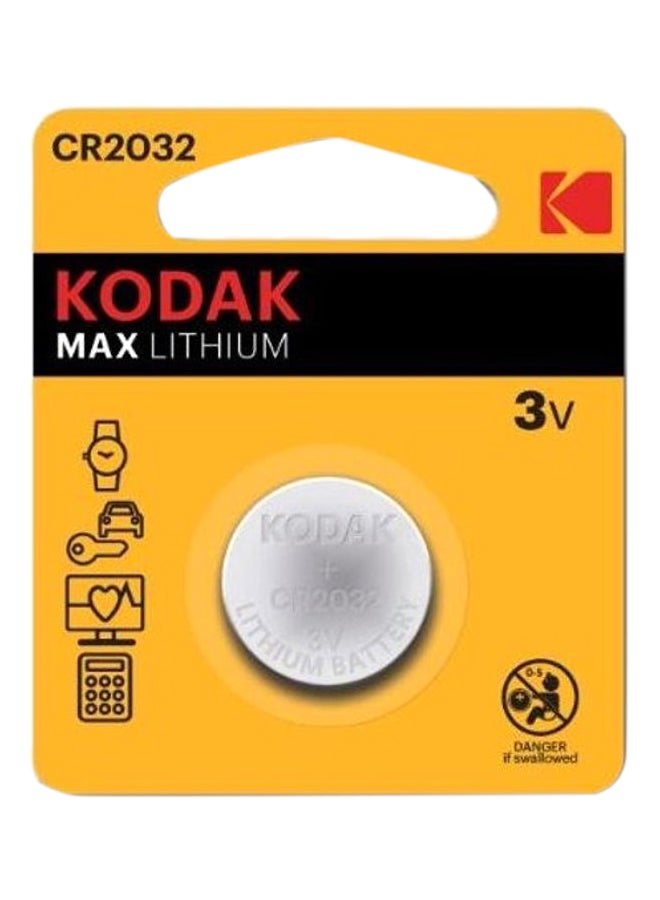 كوداك بطارية خلوية ماكس ليثيوم CR2032 على شكل عملة معدنية بجهد 3 فولت فضي - Image 1