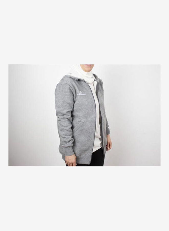 Melton Full Zip Hoodie Sweat Shirt Dark-Grey