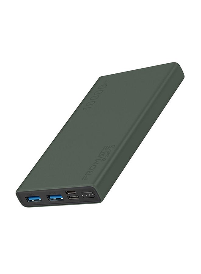 PROMATE 10000 mAh Power Bank, Universal Ultra-Slim Portable Charger With 10W Usb-C Input/Output Port, Dual Usb Ports, Led Screen And Over-Heating Protection For Iphone 14, Galaxy S22, Ipad Air, Bolt-10Pro green  - Image 1