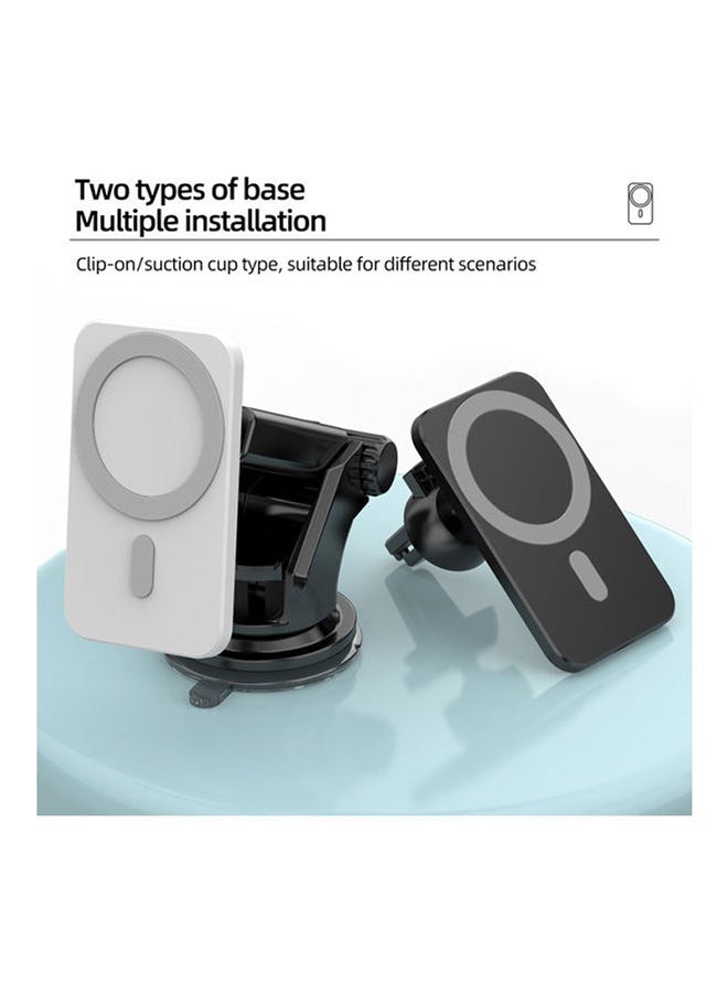 15W Magnetic Car Wireless Charger With Mount Holder Auto-Clamping Black - Image 5