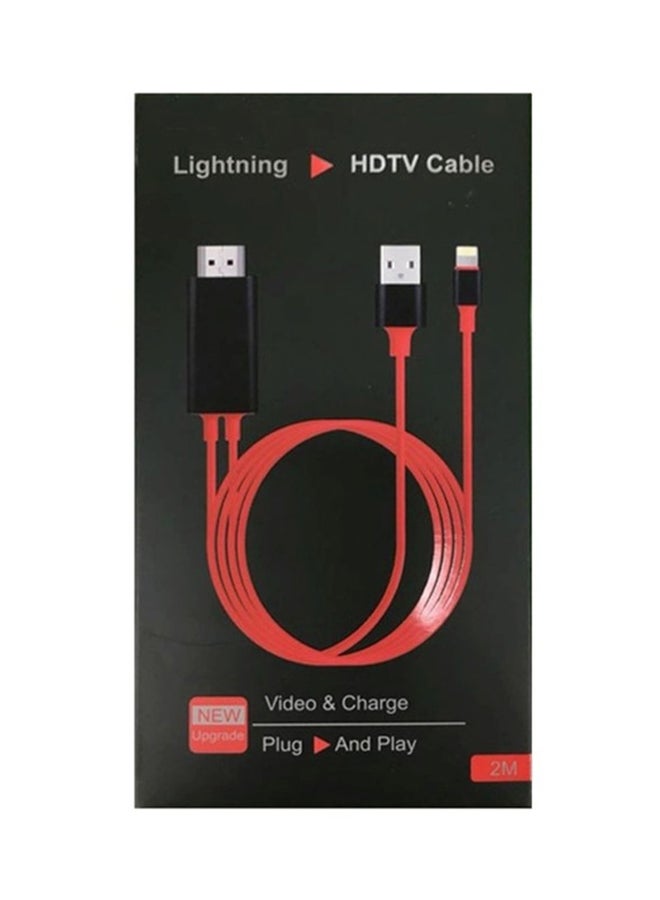 MARGOUN - OTN-7575S Lightning to HDMI Cable HDTV Adapter for Apple iphone X/XR Red/Black - Image 1
