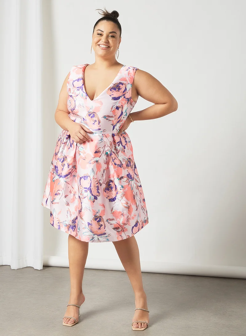 Chi-Chi London Plus Size Floral Print A-Line Dress