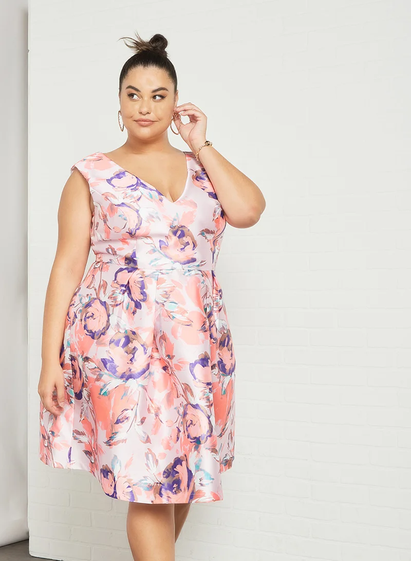 Chi-Chi London Plus Size Floral Print A-Line Dress