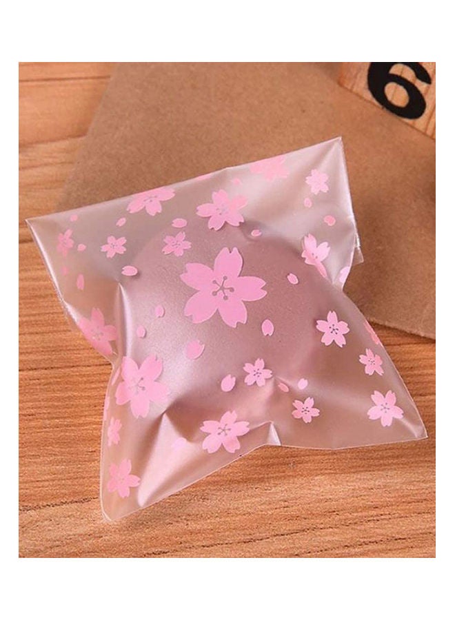 100-Piece Cherry Blossom Shape Cookie Bag Set Clear  - Image 2