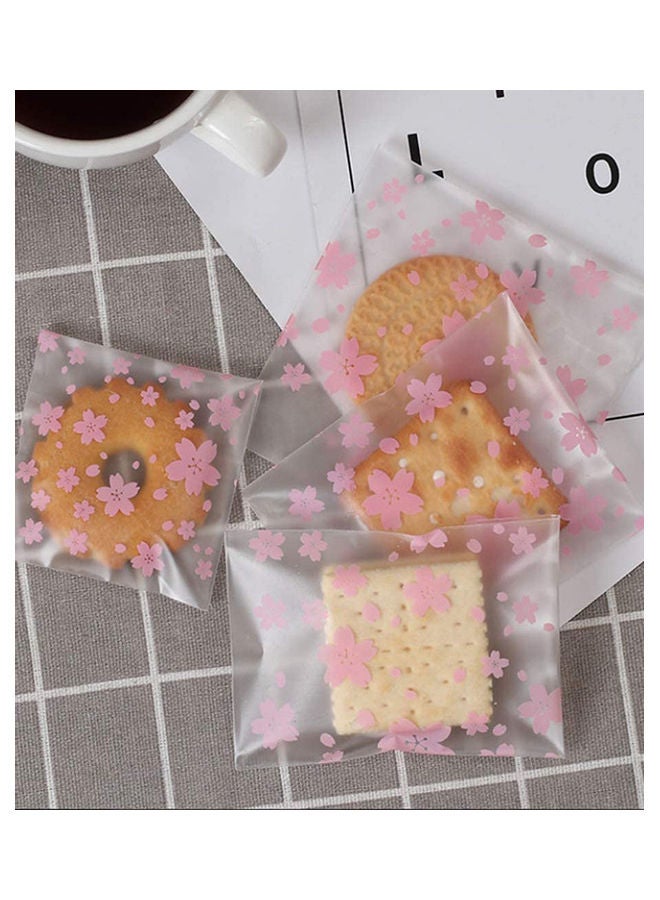 100-Piece Cherry Blossom Shape Cookie Bag Set Clear  - Image 3