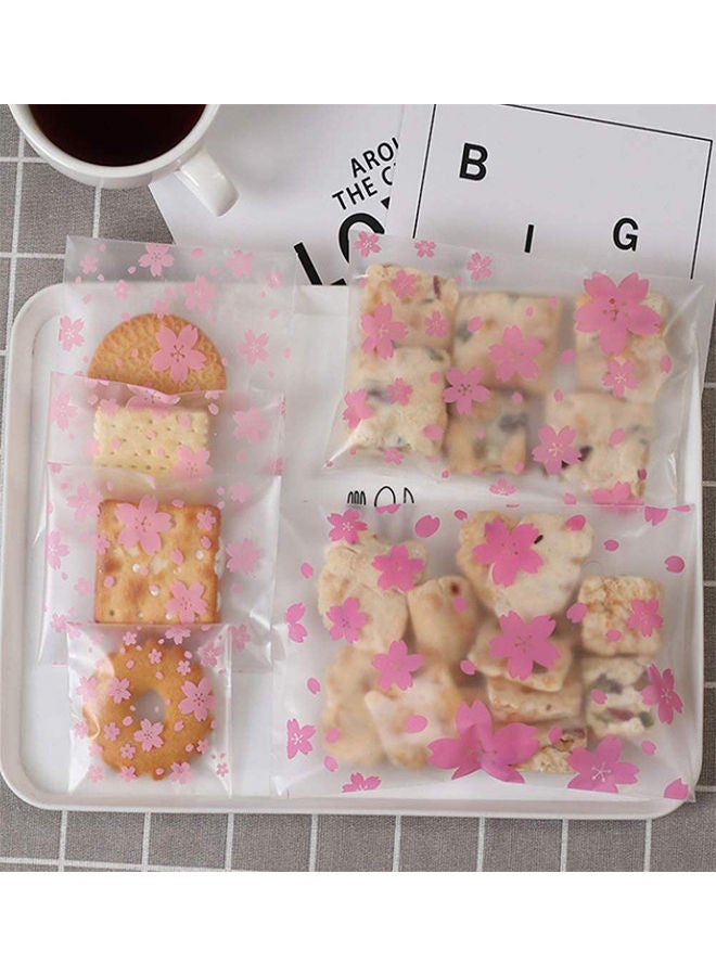 100-Piece Cherry Blossom Shape Cookie Bag Set Clear  - Image 4