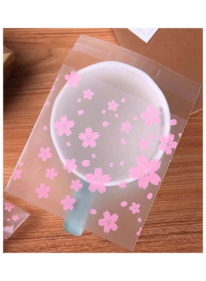 100-Piece Cherry Blossom Shape Cookie Bag Set Clear  - Image 5