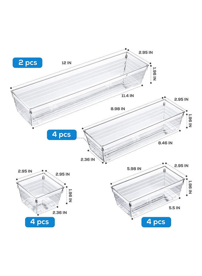 Generic 14-Piece Plastic Drawer Organizer Tray Clear 31x17x11cm  - Image 3