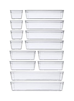 14-Piece Plastic Drawer Organizer Tray Clear 31x17x11cm