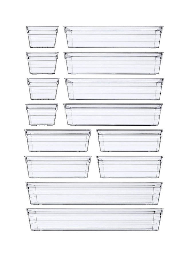 Generic 14-Piece Plastic Drawer Organizer Tray Clear 31x17x11cm  - Image 1