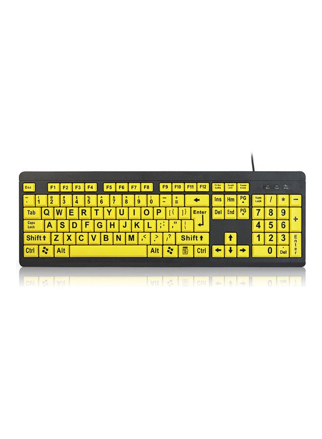 Wired USB Large Print Computer Keyboard Yellow/Black - Image 1