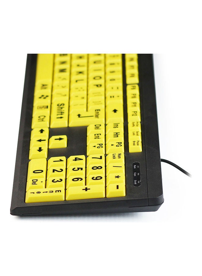 Wired USB Large Print Computer Keyboard Yellow/Black - Image 2