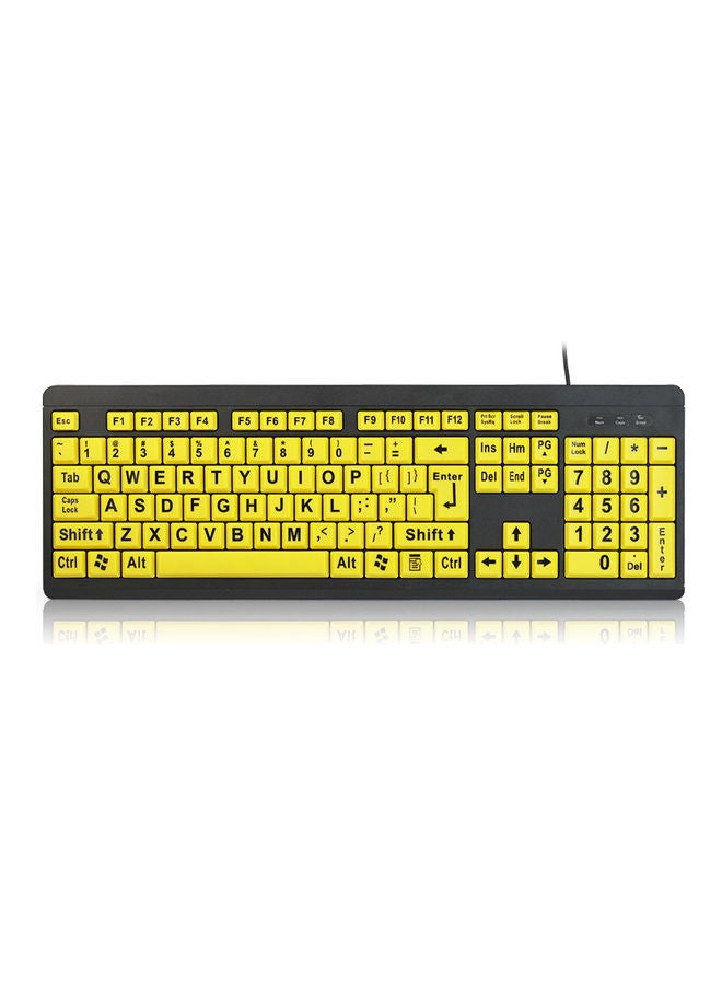Wired USB Large Print Computer Keyboard Yellow/Black - Image 3