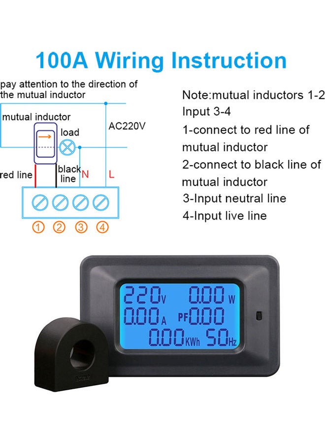 Generic - 100A Digital Electricity Meter Black - Image 1