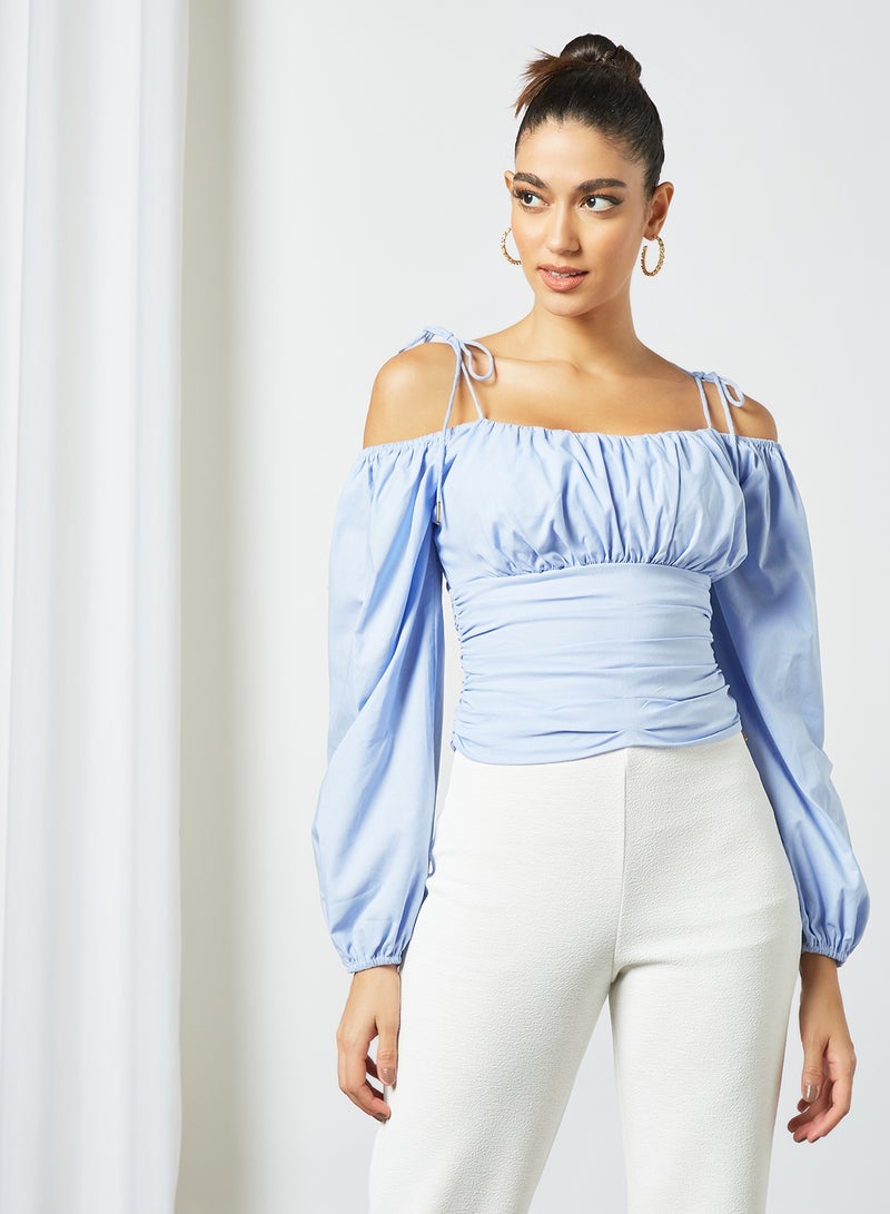 Finders Keepers Cold-Shoulder Top Light Blue - Image 1