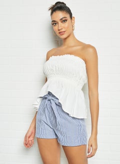 Tube Shirred Top White