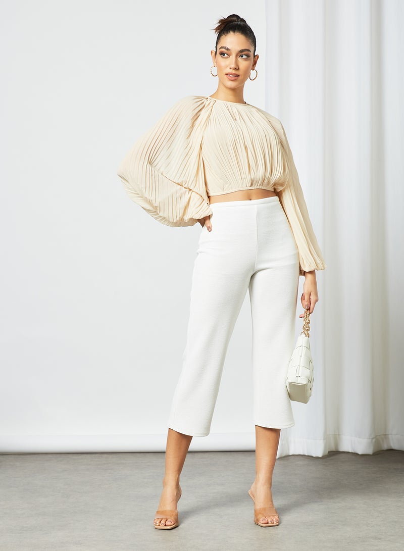 Cmeo collective Pleated Crop Top Beige  - Image 4