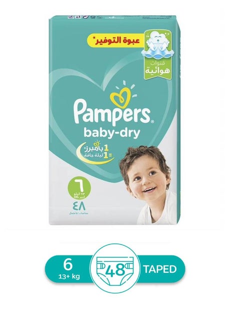 Baby Dry Diapers Size 6, Extra Large, 13+ Kg (48 Diapers)