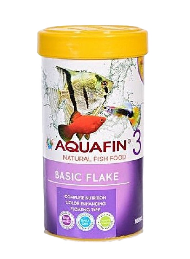 Aquafina Basic Flake Food Daily Fish Diet Floating Type Food Multicolour 250ml  - Image 1