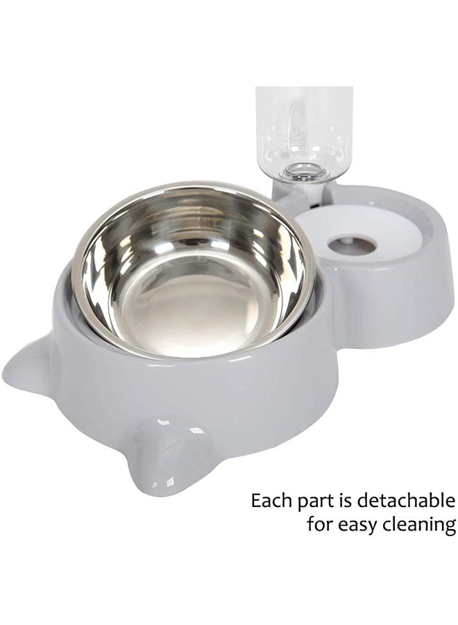 ZENHOME - Automatic Cat Feeder And Water Dispenser White/Silver 31x17.5x6cm - Image 1