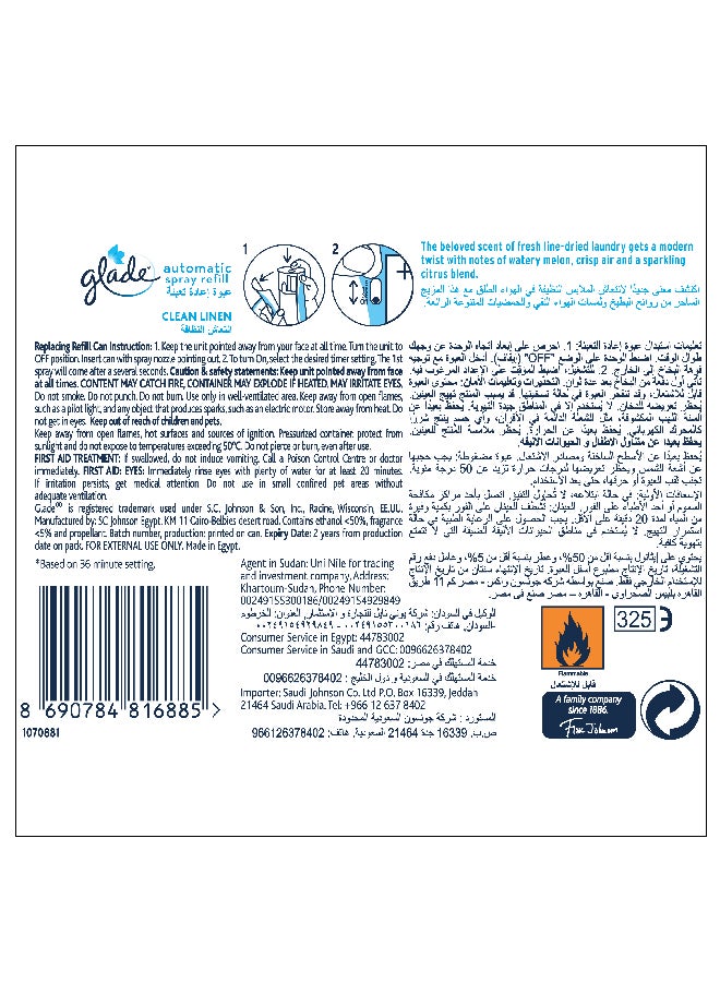 Glade Automatic Spray Refill Clean Linen 269ml  - Image 2