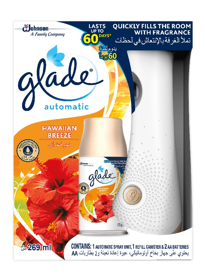 Glade Automatic Spray Holder Hawaian Breeze White/Brown 269ml  - Image 1