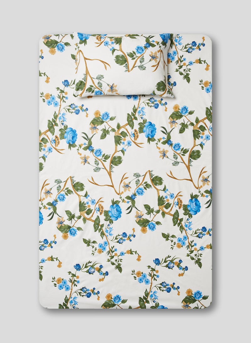 RISHAHOME 2-Piece Single Size Printed  Bedsheet Set Cotton Multicolour 147x254cm  - Image 1
