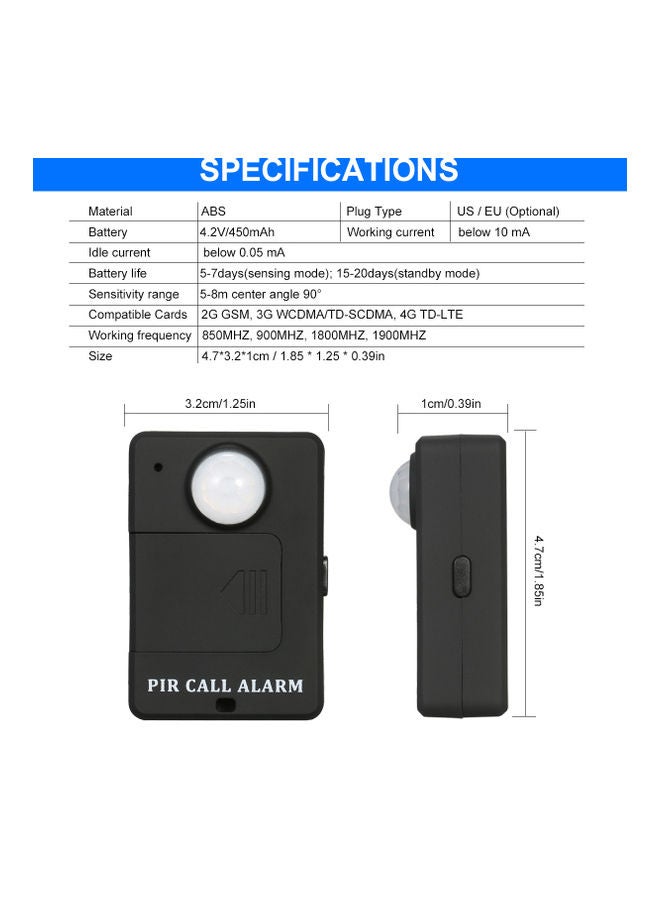 PIR Motion Sensor Alarm Black  - Image 3