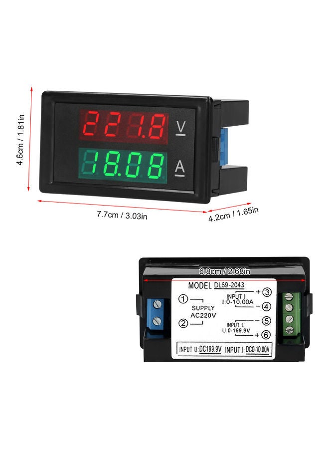 Digital Voltmeter Ammeter Black