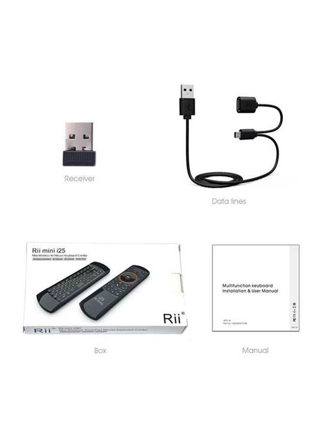 Riitek - Air Mouse, Wireless Keyboard, IR Remote Control Combo Black - Image 1