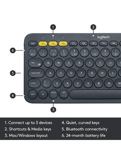 Logitech K380 Multi Device Bluetooth Keyboard Black/Yellow  - Image 3