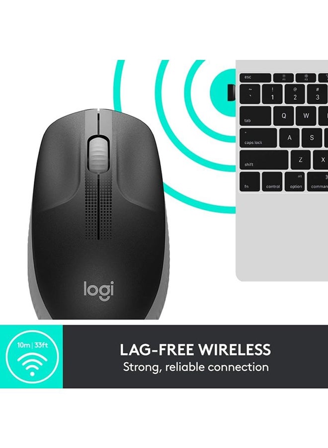 Logitech - Wireless Mouse M190, Full Size Ambidextrous Curve Design, 18-Month Battery With Power Saving Mode, USB Receiver, Precise Cursor Control Charcoal - Image 1