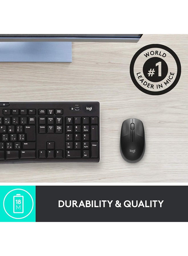 Logitech - Wireless Mouse M190, Full Size Ambidextrous Curve Design, 18-Month Battery With Power Saving Mode, USB Receiver, Precise Cursor Control Charcoal - Image 1