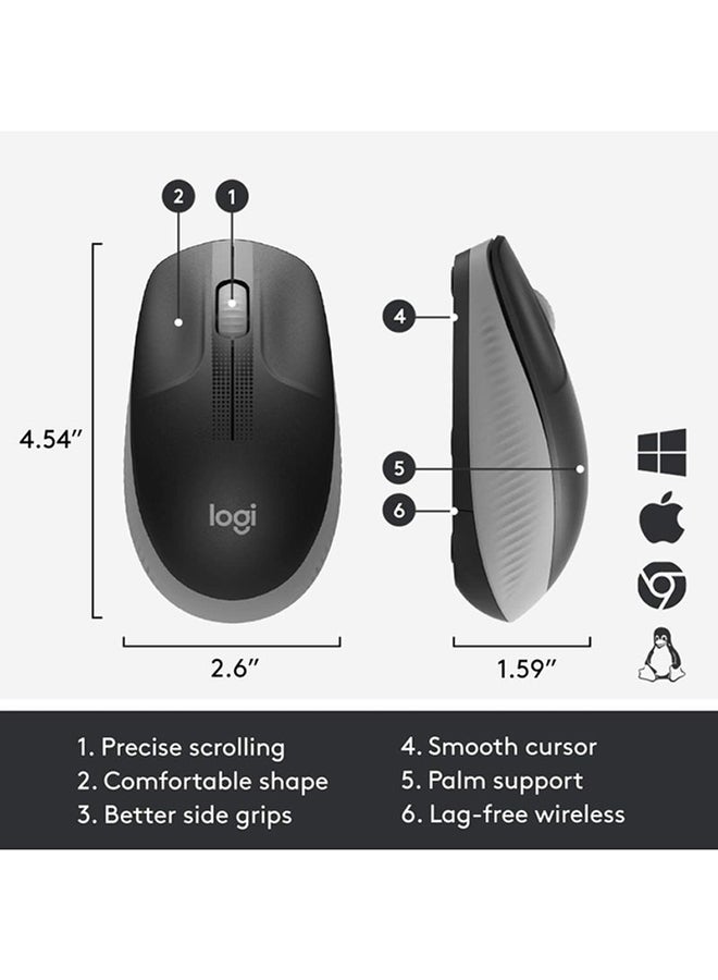 Logitech - Wireless Mouse M190, Full Size Ambidextrous Curve Design, 18-Month Battery With Power Saving Mode, USB Receiver, Precise Cursor Control Charcoal - Image 1