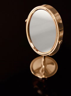 Oval Desk Size Mirror Gold