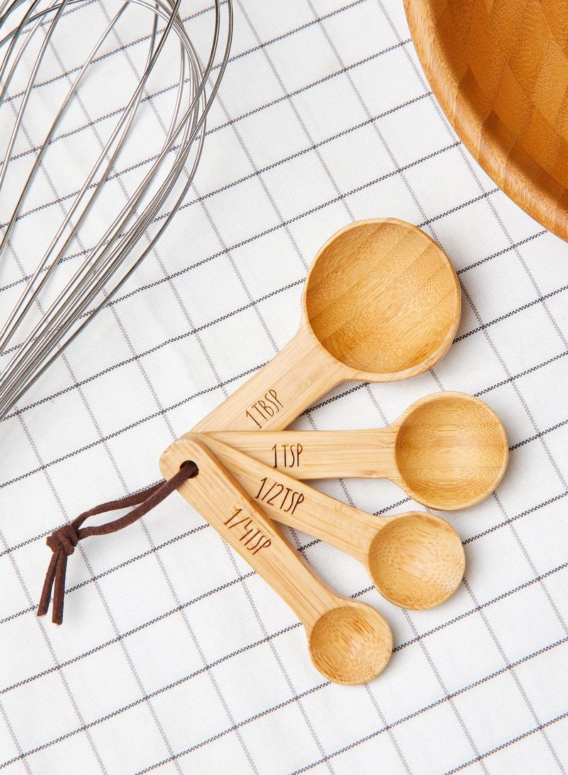 Sass & Belle Set Of 4 Bamboo Measuring Spoon Brown 10 x 4.5 x 5cm  - Image 1