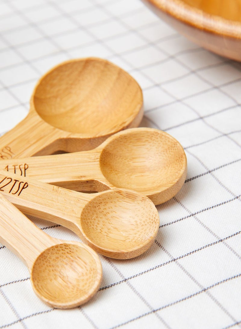 Sass & Belle Set Of 4 Bamboo Measuring Spoon Brown 10 x 4.5 x 5cm  - Image 2