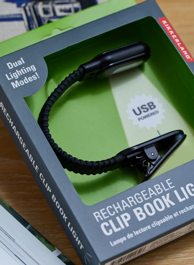 KIKKERLAND - Rechargeable Clip Book Light Black - Image 1