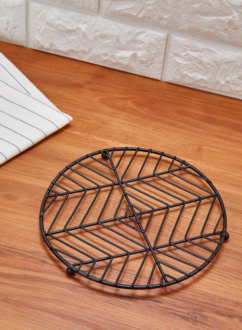 بريمير بساط مقاوم للحرارة بركائز بتصميم دائري أسود OS - Image 1