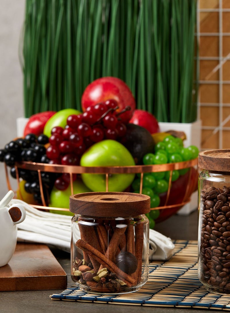 نوار اديت برطمان زجاجي مزود غطاء خشبي سعة 500 مل شفاف OS - Image 1