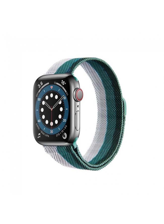 MARGOUN - Milanese Replacement Band For Apple Watch 42/44mm Green/White/Black - Image 1