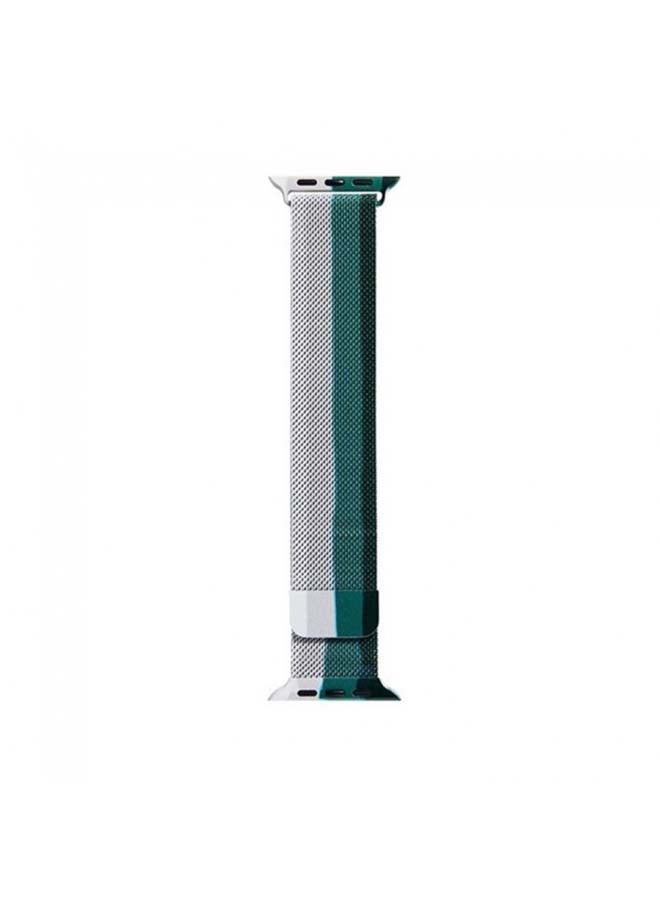 MARGOUN - Milanese Replacement Band For Apple Watch 42/44mm Green/White/Black - Image 1