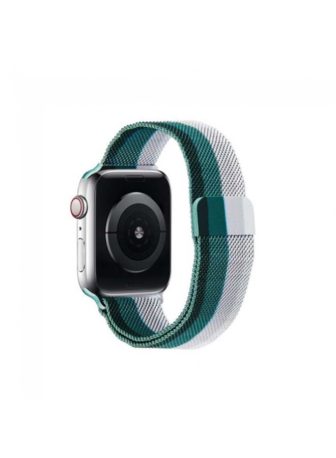 MARGOUN - Milanese Replacement Band For Apple Watch 42/44mm Green/White/Black - Image 1