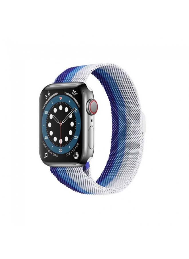 MARGOUN - Milanese Replacement Band For Apple Watch 42/44mm Blue/White - Image 1