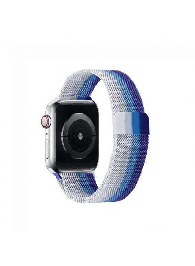 MARGOUN - Milanese Replacement Band For Apple Watch 42/44mm Blue/White - Image 1