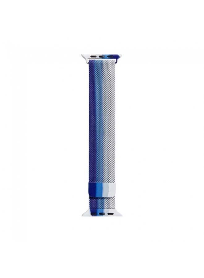 MARGOUN - Milanese Replacement Band For Apple Watch 42/44mm Blue/White - Image 1