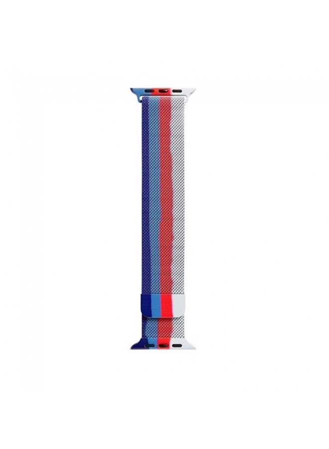 MARGOUN - Milanese Replacement Band For Apple Watch 42/44mm Blue/Red/White - Image 1