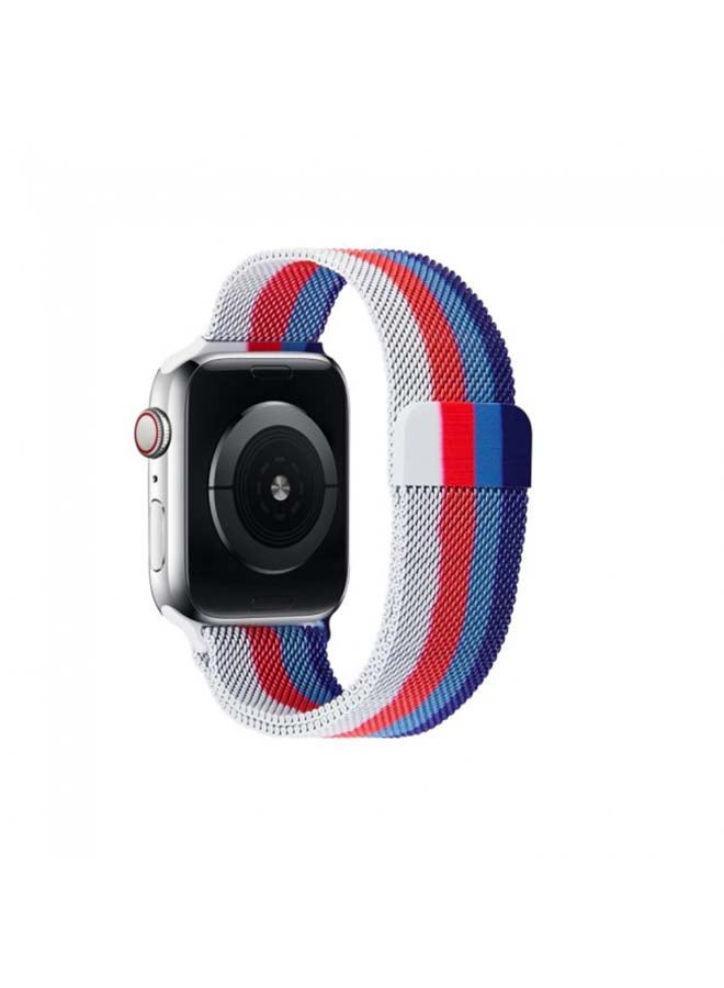 MARGOUN - Milanese Replacement Band For Apple Watch 42/44mm Blue/Red/White - Image 1